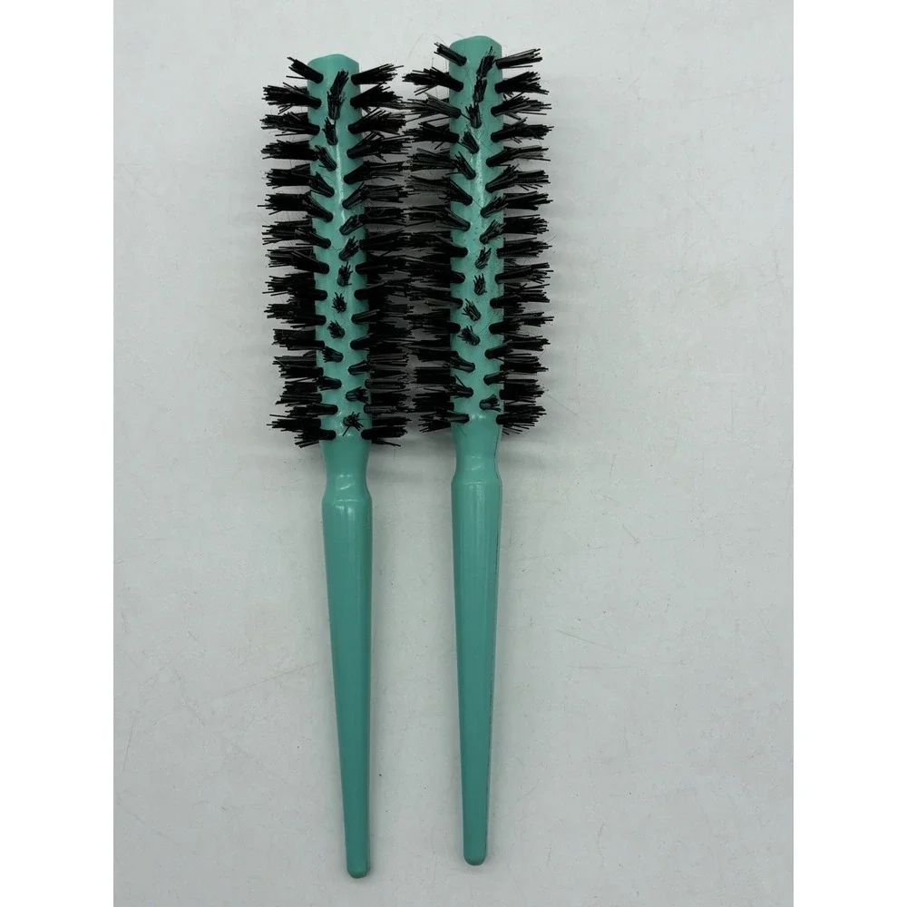 2 Vintage Teal Avon Full Round Curling Brush Stiff Bristles